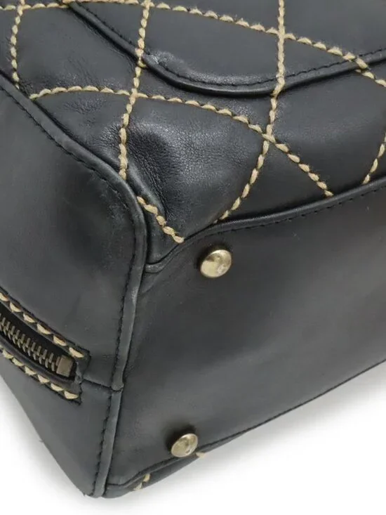 Chanel Wild Stitch CC Logo Tote Leather Black - Picture 3 of 9